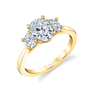 Sylvie Guinevere Oval Three Stone Engagement Ring