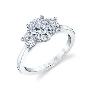 Sylvie Guinevere Oval Three Stone Engagement Ring
