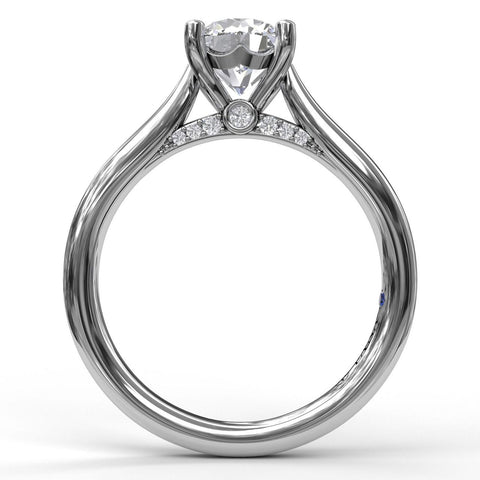 Round Cut Solitaire With Decorated Bridge