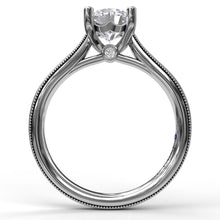 Load image into Gallery viewer, Round Cut Solitaire With Milgrain-Edged Band