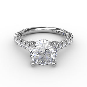 Contemporary Diamond Solitaire Engagement Ring With Hidden Halo