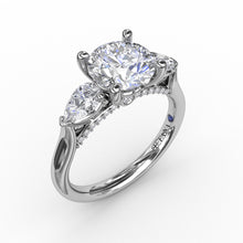 Load image into Gallery viewer, Classic Three-Stone Engagement Ring With Pear-Shape Side Diamonds