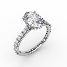 Load image into Gallery viewer, Classic Oval Diamond Solitaire Engagement Ring With Hidden Pavé Halo