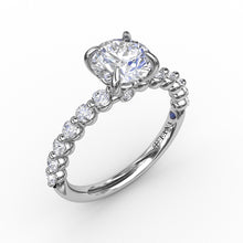 Load image into Gallery viewer, Contemporary Round Diamond Solitaire Engagement Ring With Diamond Band