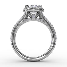 Load image into Gallery viewer, Oval Diamond Halo Engagement Ring With Triple-Row Diamond Band