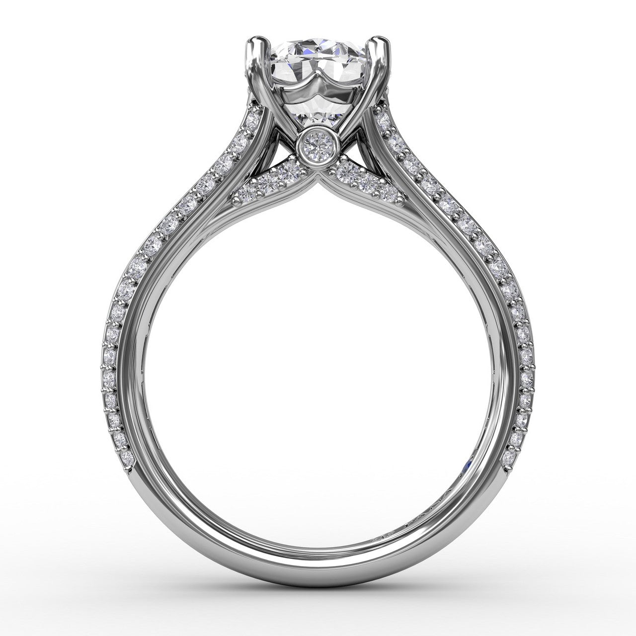 FANA Contemporary Diamond Solitaire Engagement Ring With Baguettes and