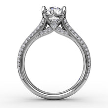 Load image into Gallery viewer, Oval Diamond Solitaire Engagement Ring With Baguettes and Pavé