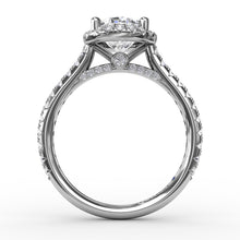 Load image into Gallery viewer, Oval Diamond Halo Engagement Ring With Diamond Band