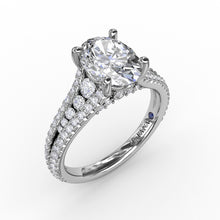 Load image into Gallery viewer, Oval Diamond Solitaire Engagement Ring With Triple-Row Tapered Diamond Band