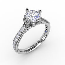 Load image into Gallery viewer, Contemporary Diamond Solitaire Engagement Ring With Tapered Diamond Band