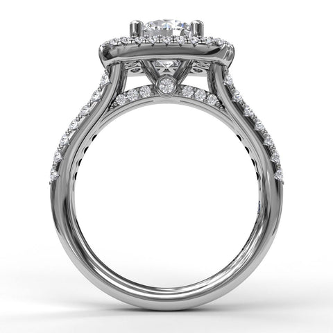 Exquisite Unique Double Halo Engagement Ring
