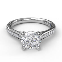 Load image into Gallery viewer, Cathedral Single Row Pave Engagement Ring