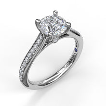 Load image into Gallery viewer, Cathedral Single Row Pave Engagement Ring