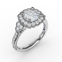 Load image into Gallery viewer, Floral Halo With Diamond Accents Engagement Ring
