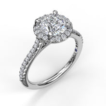 Load image into Gallery viewer, Delicate Round Halo And Pave Band Engagement Ring
