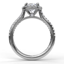 Load image into Gallery viewer, Delicate Round Halo And Pave Band Engagement Ring