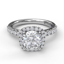 Load image into Gallery viewer, Classic Diamond Halo Engagement Ring with a Gorgeous Side Profile