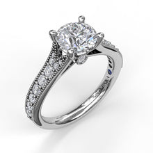 Load image into Gallery viewer, Classic Diamond Engagement Ring with Detailed Milgrain Band