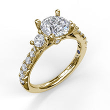 Load image into Gallery viewer, Three Stone With Pave Engagement Ring