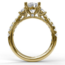 Load image into Gallery viewer, Three Stone With Pave Engagement Ring