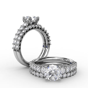 Contemporary Diamond Solitaire Engagement Ring With Openwork Diamond Band