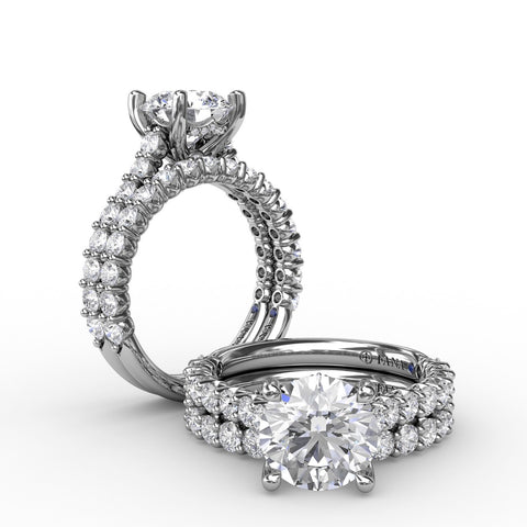 Contemporary Diamond Solitaire Engagement Ring With Hidden Halo