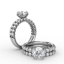 Load image into Gallery viewer, Contemporary Round Diamond Solitaire Engagement Ring With Diamond Band