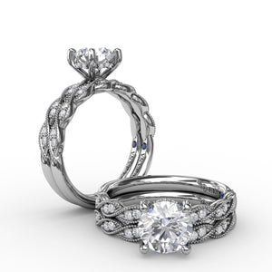 Classic Diamond Solitaire Engagement Ring With Diamond Twist Band