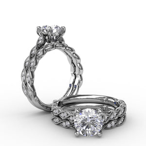 Classic Diamond Solitaire Engagement Ring With Diamond Twist Band