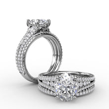 Load image into Gallery viewer, Oval Diamond Solitaire Engagement Ring With Triple-Row Tapered Diamond Band