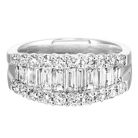 14K Graduated Baguette & Round Diamond Band, 1.85ctw