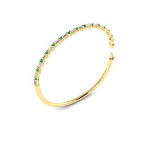 Vlora Adella 14K Diamond and Emerald Hinged Bangle (Diamond 1.5CTW/ Emerald 0.47CTW)