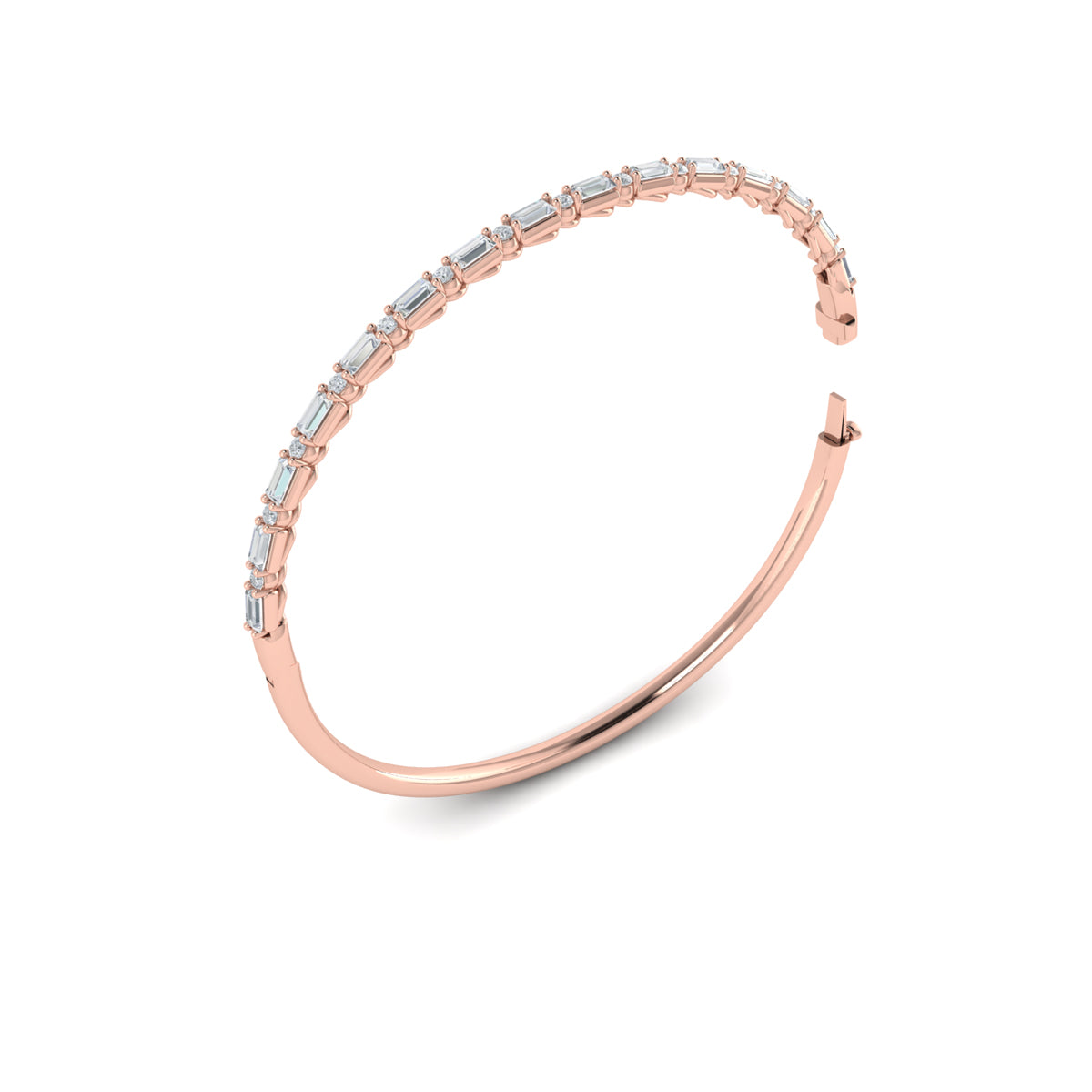 Vlora Adella 14K Diamond Baguette Hinged Bangle (Diamond 1.92CTW)