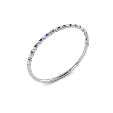 Vlora Adella 14K Diamond and Blue Sapphire Hinged Bangle (Diamond 1.5CTW/ Sapphire 0.56CTW)