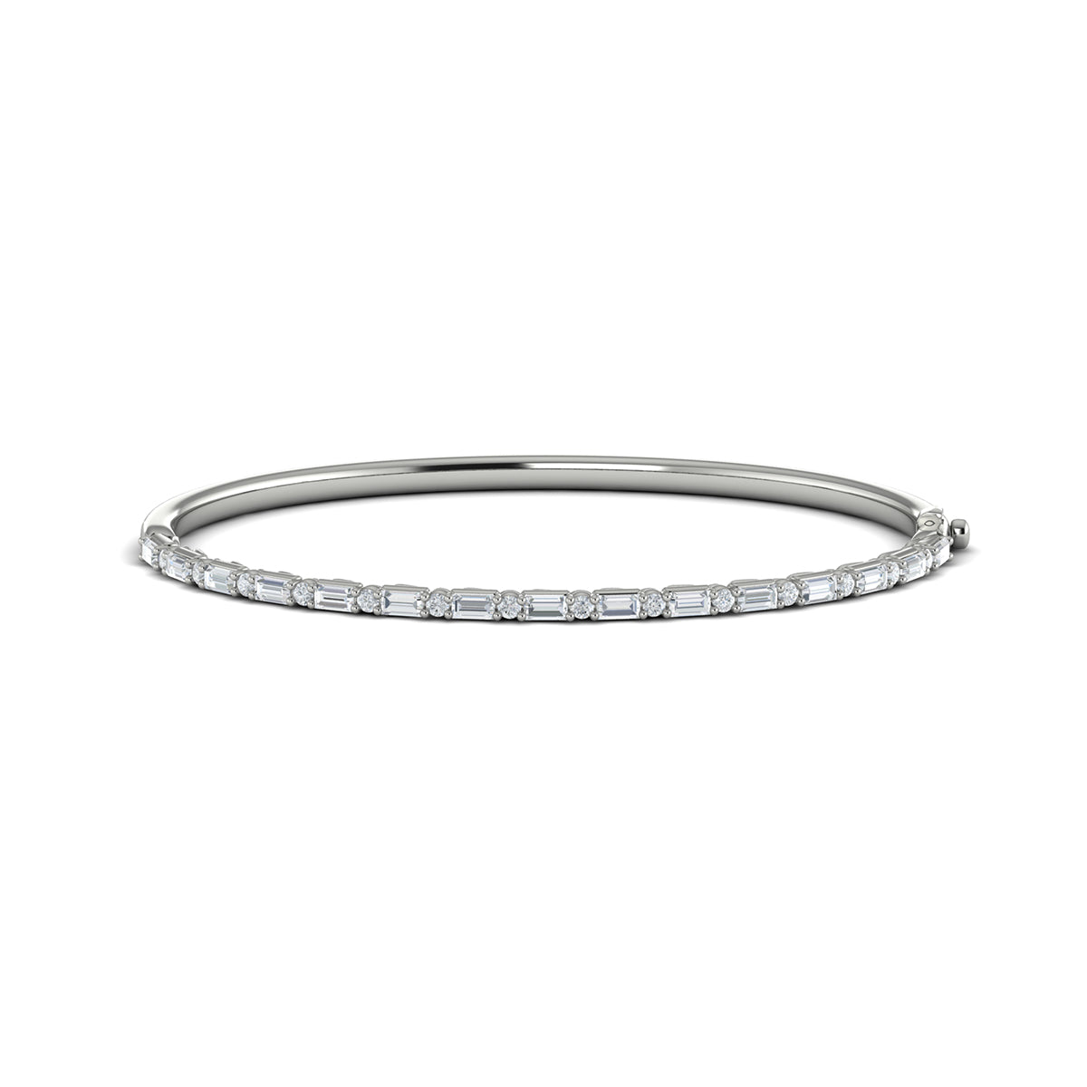 Vlora Adella 14K Diamond Baguette Hinged Bangle (Diamond 1.92CTW)