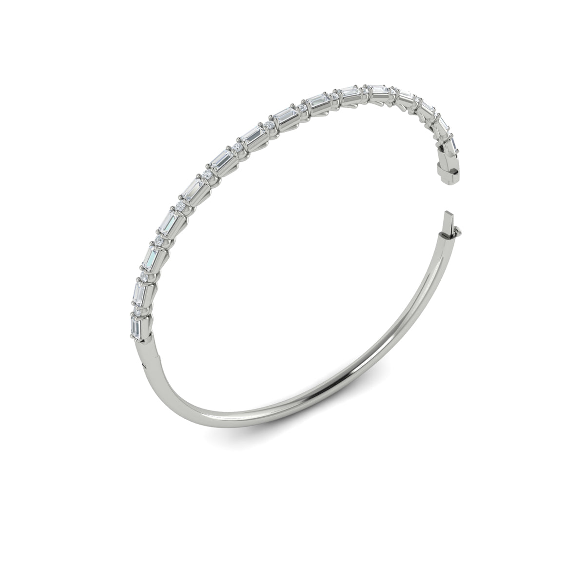 Vlora Adella 14K Diamond Baguette Hinged Bangle (Diamond 1.92CTW)