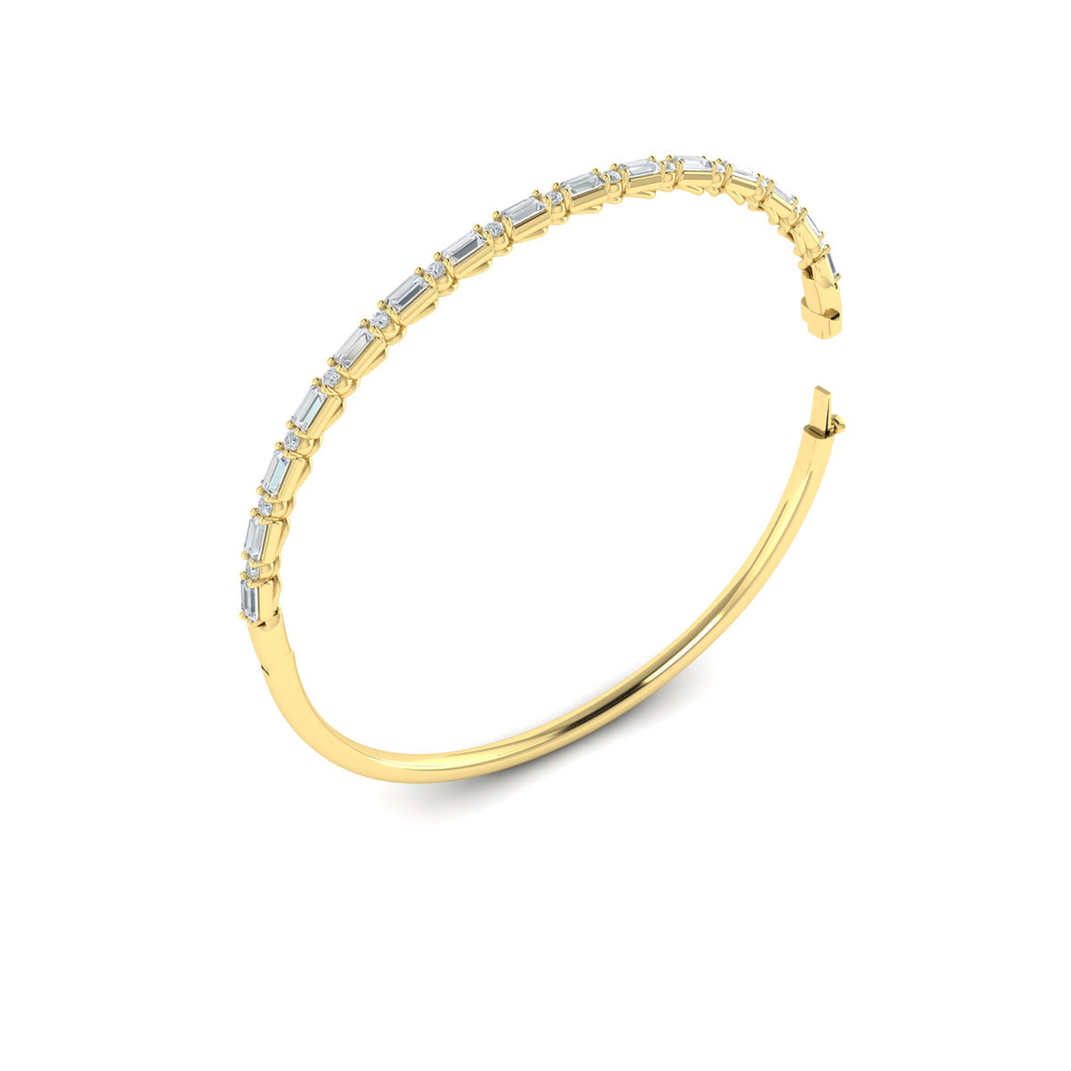 Vlora Adella 14K Diamond Baguette Hinged Bangle (Diamond 1.92CTW)