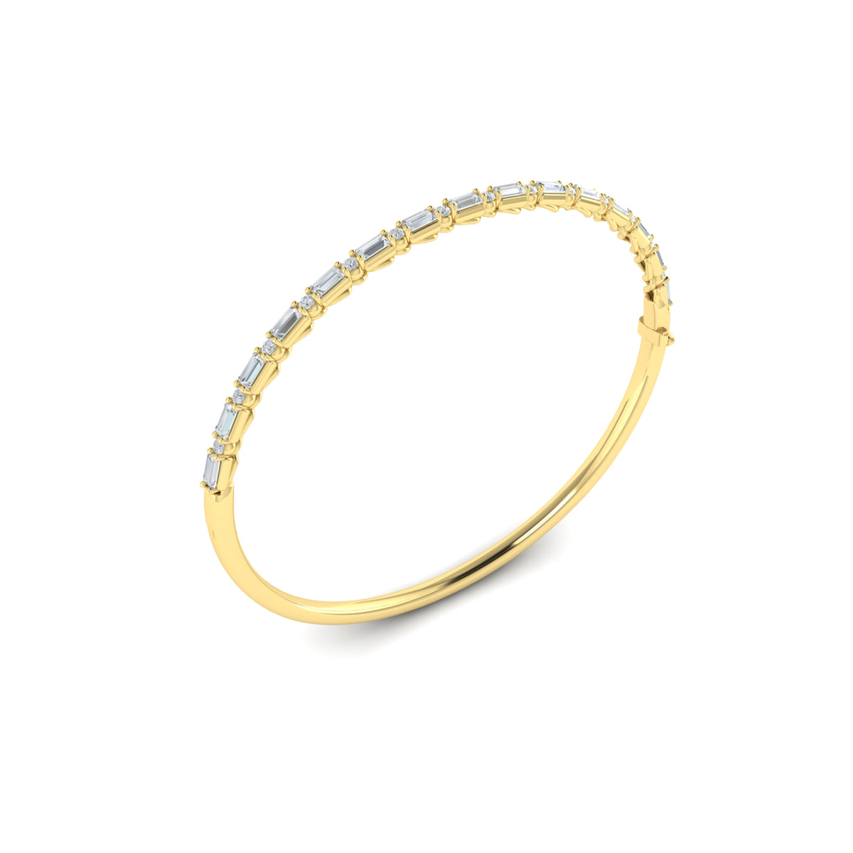 Vlora Adella 14K Diamond Baguette Hinged Bangle (Diamond 1.92CTW)