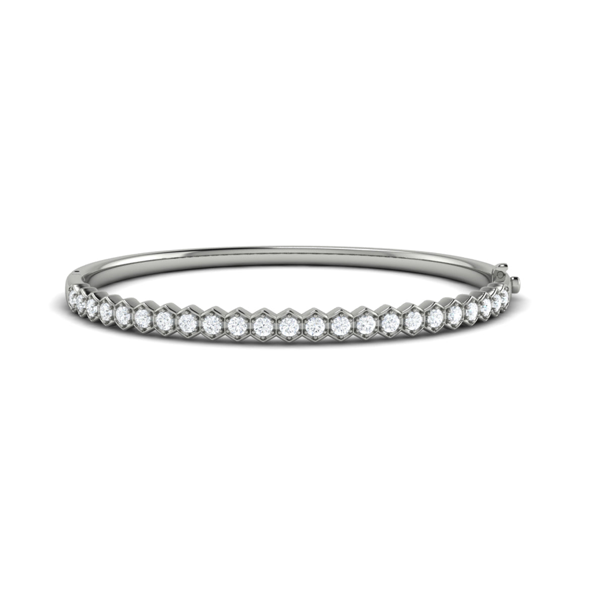 Vlora Serafina 14K Diamond Honeycomb Hinged Bangle (Diamond 1.38CTW)