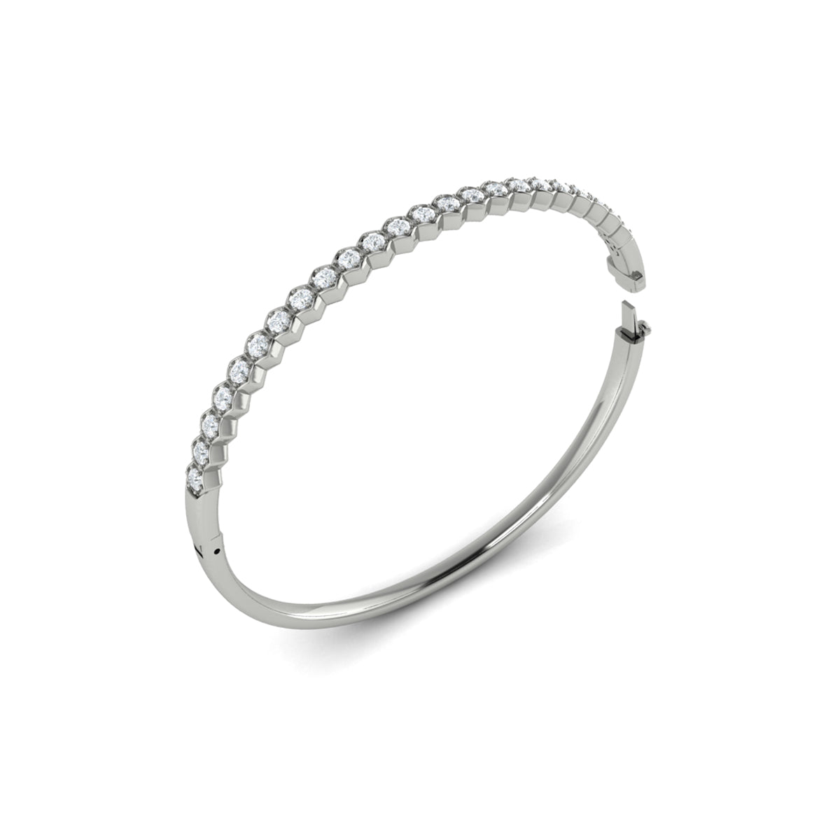 Vlora Serafina 14K Diamond Honeycomb Hinged Bangle (Diamond 1.38CTW)