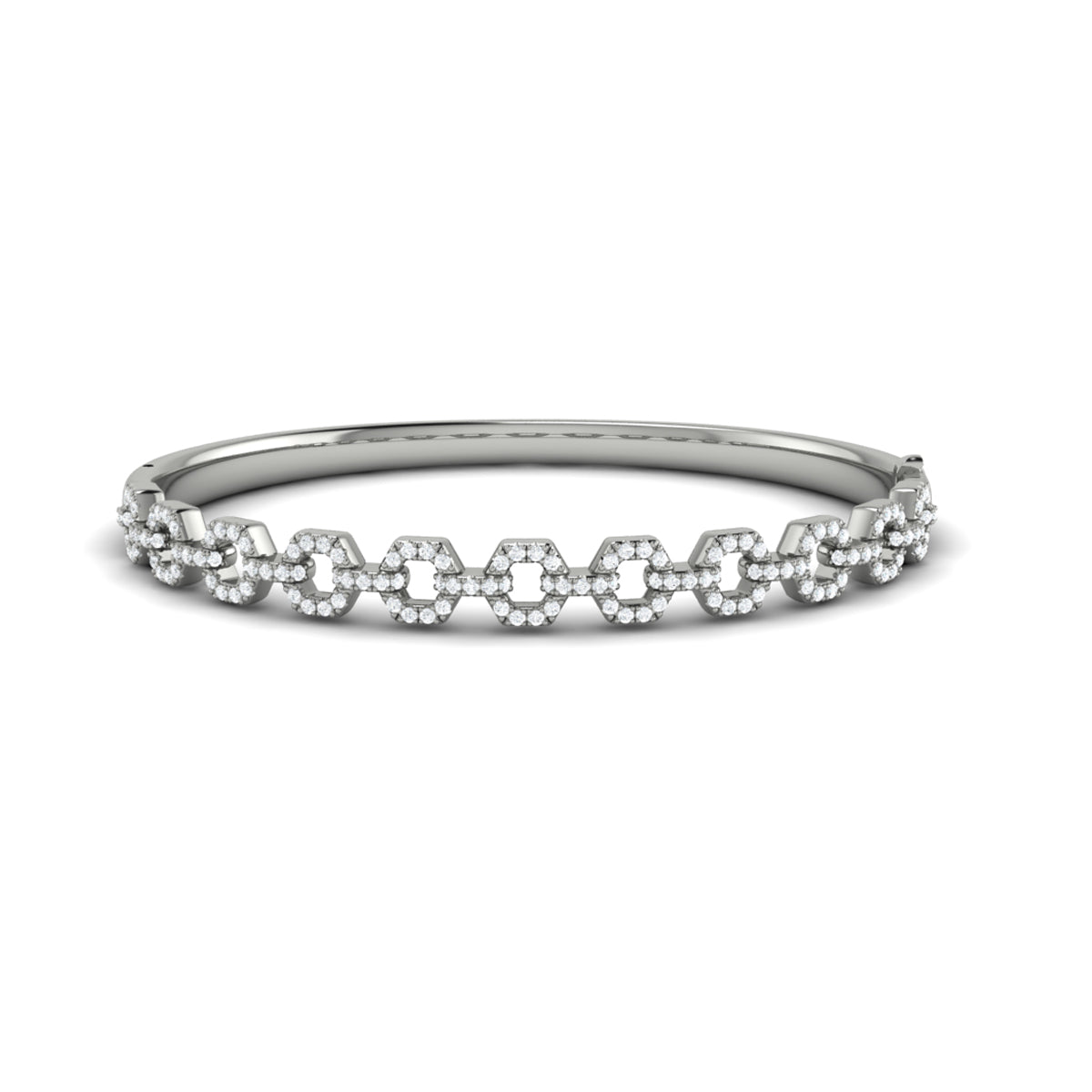 Vlora Serafina 14K Diamond Open Link Hinged Bangle (Diamond 1.07CTW)