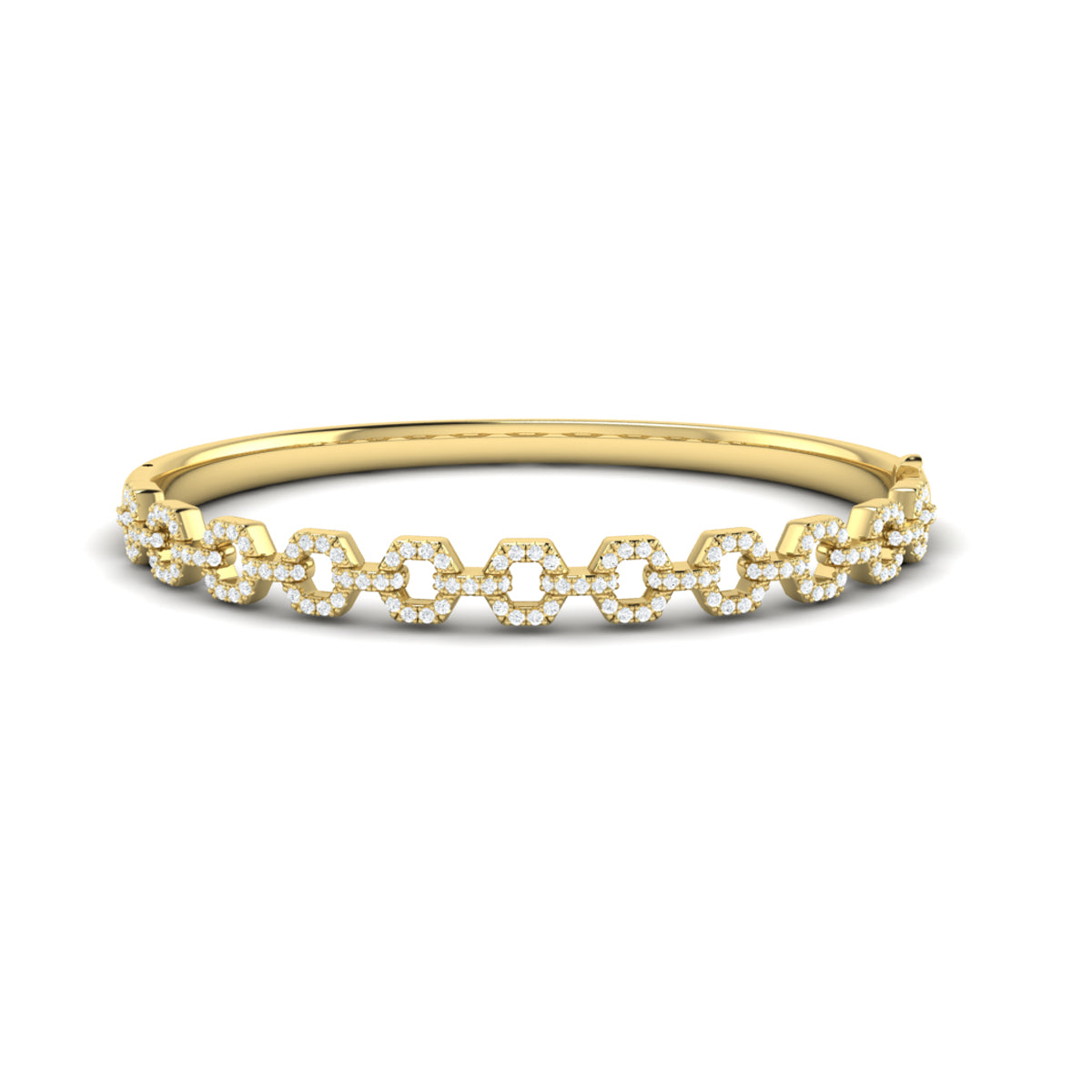Vlora Serafina 14K Diamond Open Link Hinged Bangle (Diamond 1.07CTW)