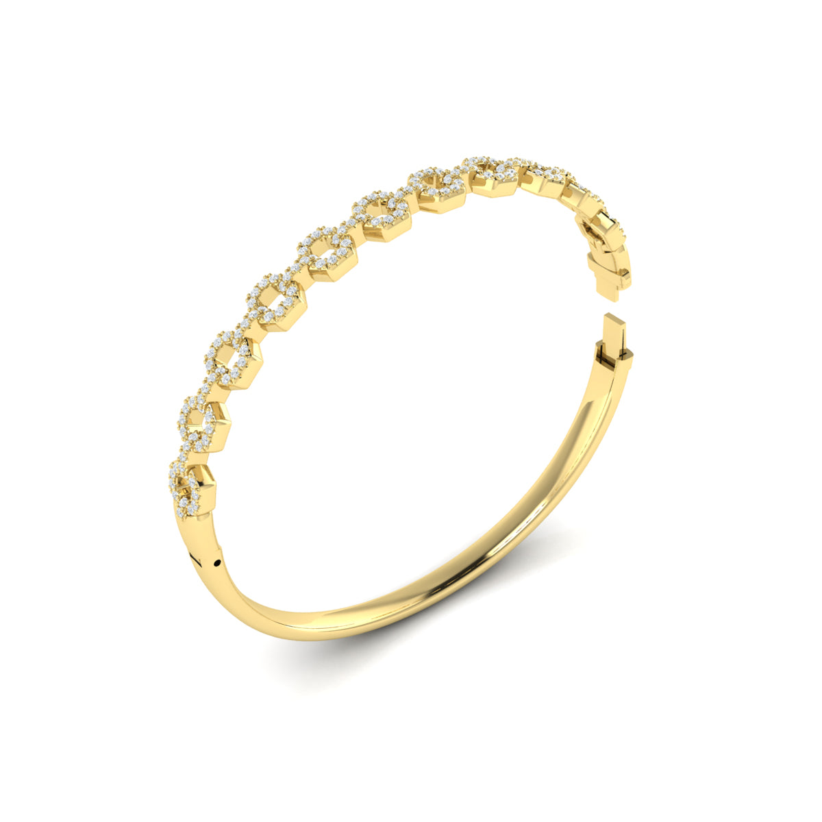 Vlora Serafina 14K Diamond Open Link Hinged Bangle (Diamond 1.07CTW)
