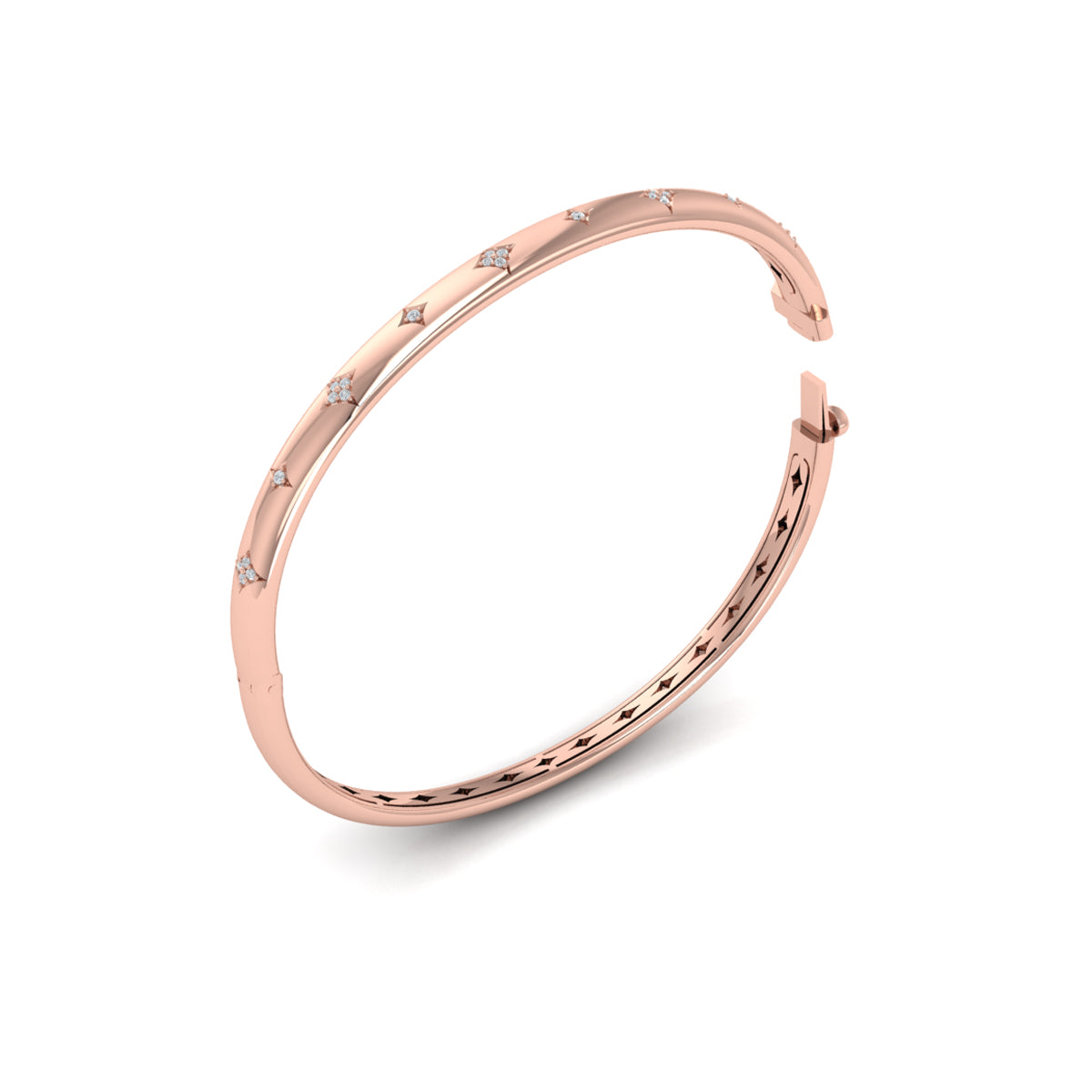 Vlora Estrella 14K Diamond Vlora Star Hinged Bangle (Diamond 0.13CTW)