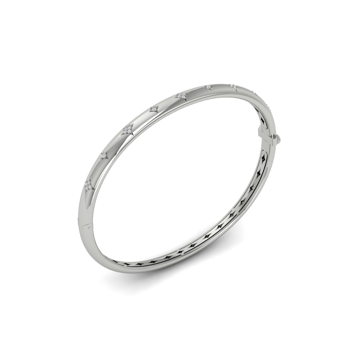 Vlora Estrella 14K Diamond Vlora Star Hinged Bangle (Diamond 0.13CTW)