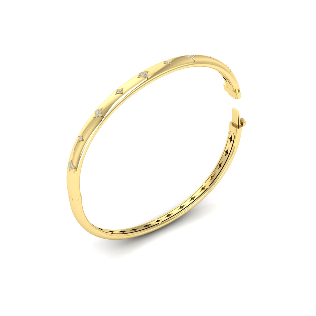 Vlora Estrella 14K Diamond Vlora Star Hinged Bangle (Diamond 0.13CTW)