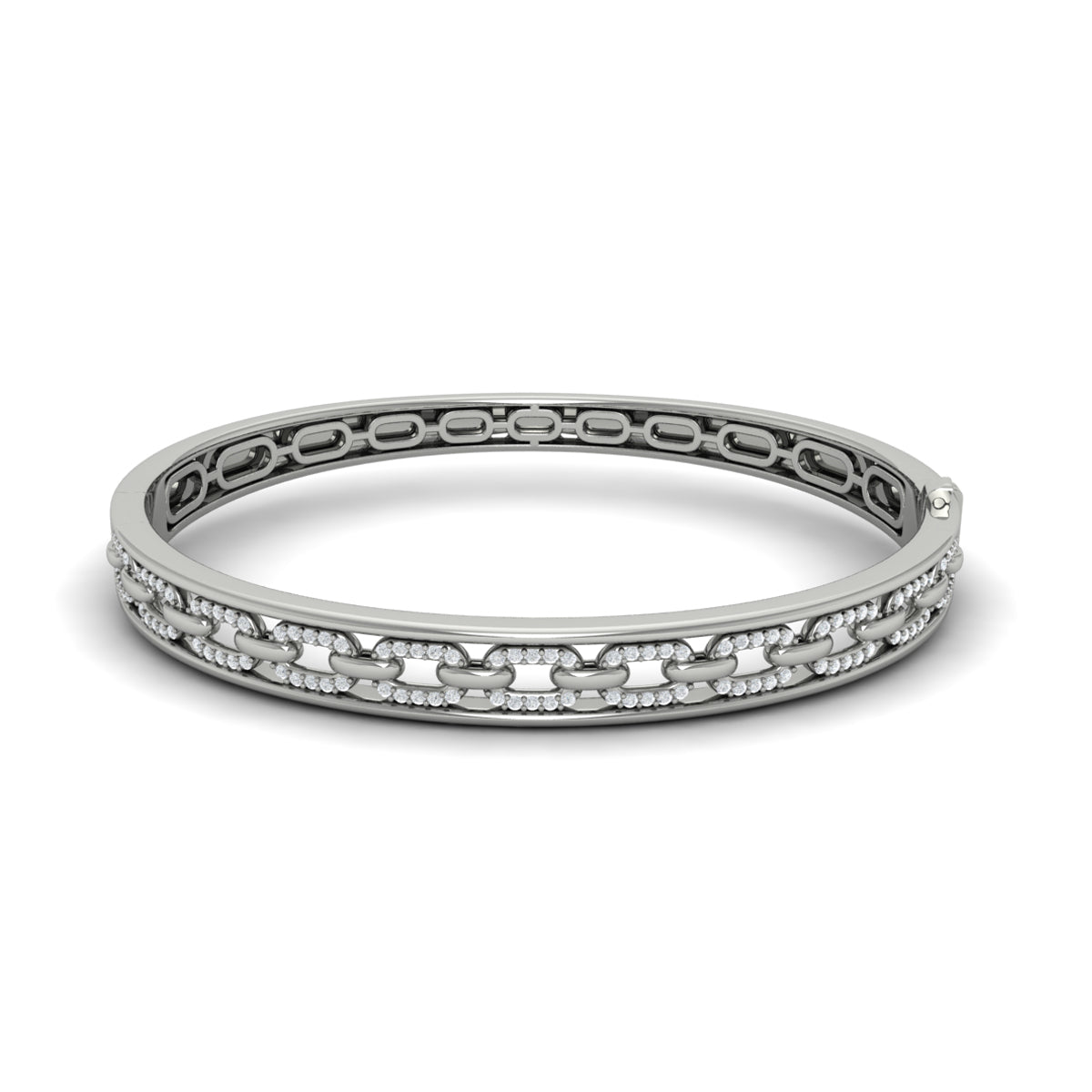 Vlora Adella 14K Reverse Channel Set Link with Diamonds Hinged Bangle (Diamond 0.61CTW)