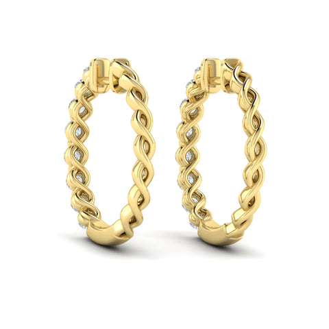 Vlora Adella 14K Gold Diamond Twist Huggie Hoop Earrings (0.72CTW)