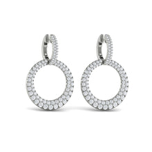 Load image into Gallery viewer, Vlora Marisol 14K Diamond Two Row Open Circle Drop Huggie Earrings (2.3CTW)