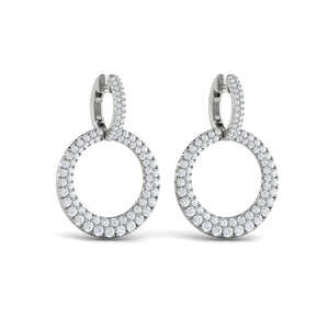 Vlora Marisol 14K Diamond Two Row Open Circle Drop Huggie Earrings (2.3CTW)